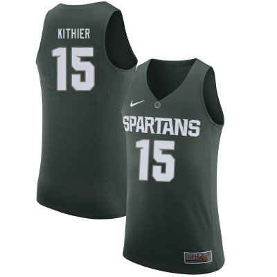 Men Michigan State Spartans NCAA #15 Thomas Kithier Green Authentic Nike Stitched College Basketball Jersey TK32T30BC